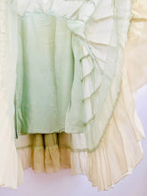 Load image into Gallery viewer, Vintage 1920s Melon Green Silk Dress w Ribbonwork Flowers Velvet Belt
