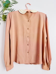 Vintage mocha color rayon blouse