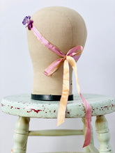 Load image into Gallery viewer, Vintage lilac blossom silk ribbon headpiece waist sash
