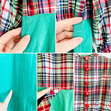 Load image into Gallery viewer, 1930s Green Plaid Dress w Red Buttons and Pockets
