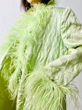 Load image into Gallery viewer, Vintage 1920s green boudoir robe w ostrich feathers
