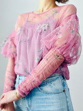 Load image into Gallery viewer, Dreamy pink tulle floral blouse
