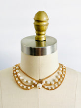 Load image into Gallery viewer, Vintage gold tone pearl necklace collar style choker

