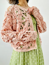 Load image into Gallery viewer, Vintage pink crochet cardigan/sweater
