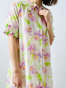 Vintage 1960s pastel floral lingerie dress