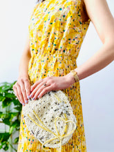 Load image into Gallery viewer, Vintage yellow floral dress with fine pleats
