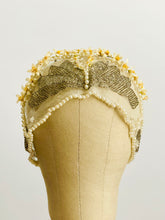 Load image into Gallery viewer, Antique 1920s bridal beaded headpiece with wax flowers
