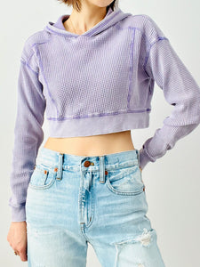Lilac hooded waffle top