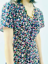 Load image into Gallery viewer, Vintage colorful floral rayon dress w waist ties
