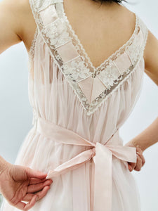 Vintage 1960s pink lace lingerie dress