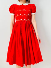 Load image into Gallery viewer, Vintage 1950s red embroidered cotton dress

