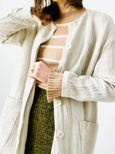 Load image into Gallery viewer, Vintage oatmeal color cotton linen duster large pockets
