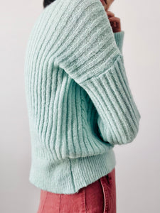 Vintage pastel blue mock neck pullover sweater