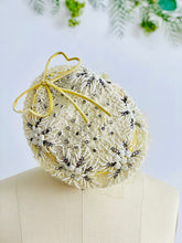 Load image into Gallery viewer, Vintage “G Howard Hodge” beaded hat with chenille ribbon bow
