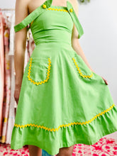 Load image into Gallery viewer, Vintage 1960s green pinafore overall dress
