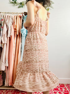 Pink floral ruffled dress