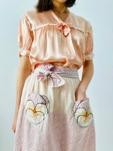 Load image into Gallery viewer, Vintage 1930s floral embroidered apron with pockets
