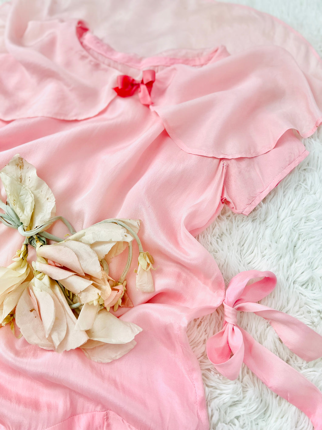 Vintage 1920s pink silk dress