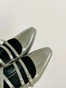 Vintage Calvin Klein Grey Color Strappy Heels Leather Shoes