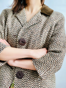 Vintage 1940s tweed jacket velvet collar large buttons