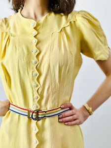 Vintage 1940s yellow rayon dress