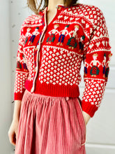 Load image into Gallery viewer, Vintage 1930s Red Novelty Sweater Cropped Cardigan
