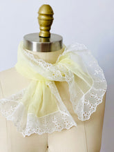 Load image into Gallery viewer, Vintage pastel yellow organza scarf vintage bandana
