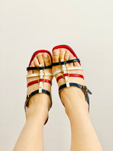 Load image into Gallery viewer, Vintage color-block leather sandals
