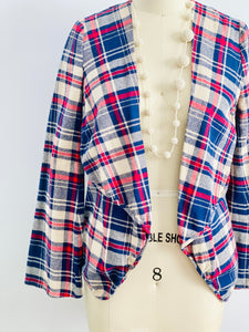 Vintage Plaid Fall Jacket with lace skirt on mannequin