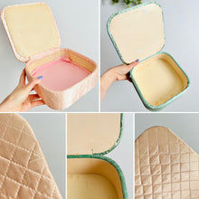 Load image into Gallery viewer, Vintage 1930s pastel quilted satin trinket boxes
