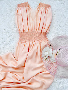 Vintage pink smocked lingerie dress