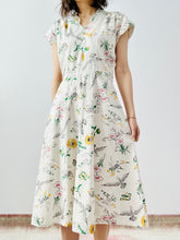 Load image into Gallery viewer, Vintage 1940s “Doves &amp; Florals” novelty print dress
