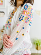 Load image into Gallery viewer, Vintage 1930s Hungarian top in pastel colors peasant blouse
