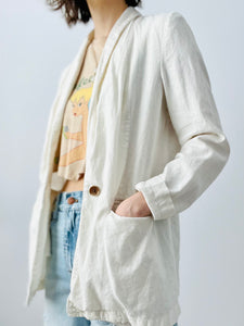 Vintage white linen blazer