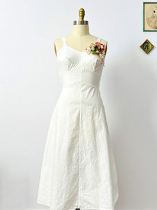 Vintage 1940s white cotton dress
