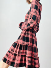 Load image into Gallery viewer, Pink and black babydoll plaid dress
