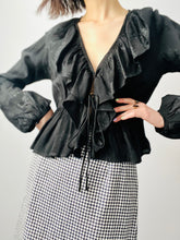 Load image into Gallery viewer, Vintage black silk blouse
