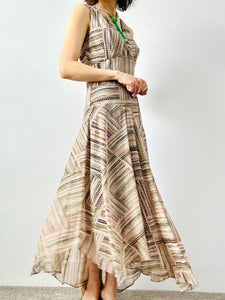 Vintage 1920s style pastel asymmetrical maxi dress