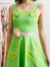 Load image into Gallery viewer, Vintage 1960s green pinafore overall dress
