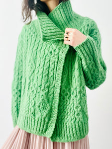 Vintage forest green wool sweater jacket