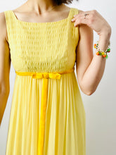 Load image into Gallery viewer, Vintage yellow ruched silk wide leg jumpsuit

