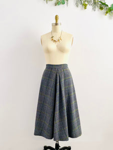 Vintage 1970s Plaid High Waisted A Line Skirt