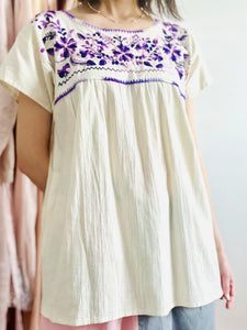 Vintage Embroidered Top/ Peasant Blouse
