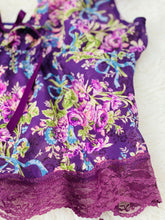 Load image into Gallery viewer, Vintage Purple Floral Lingerie Set with Lace Trim
