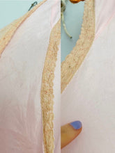Load image into Gallery viewer, 1930s Pink Lace Rayon Lingerie Night Gown with Ribbon Flower
