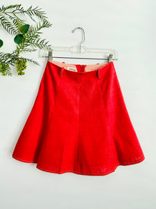 Vintage watermelon red A-Line high waisted skirt