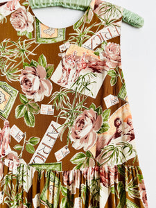 Safari floral print rayon mini dress