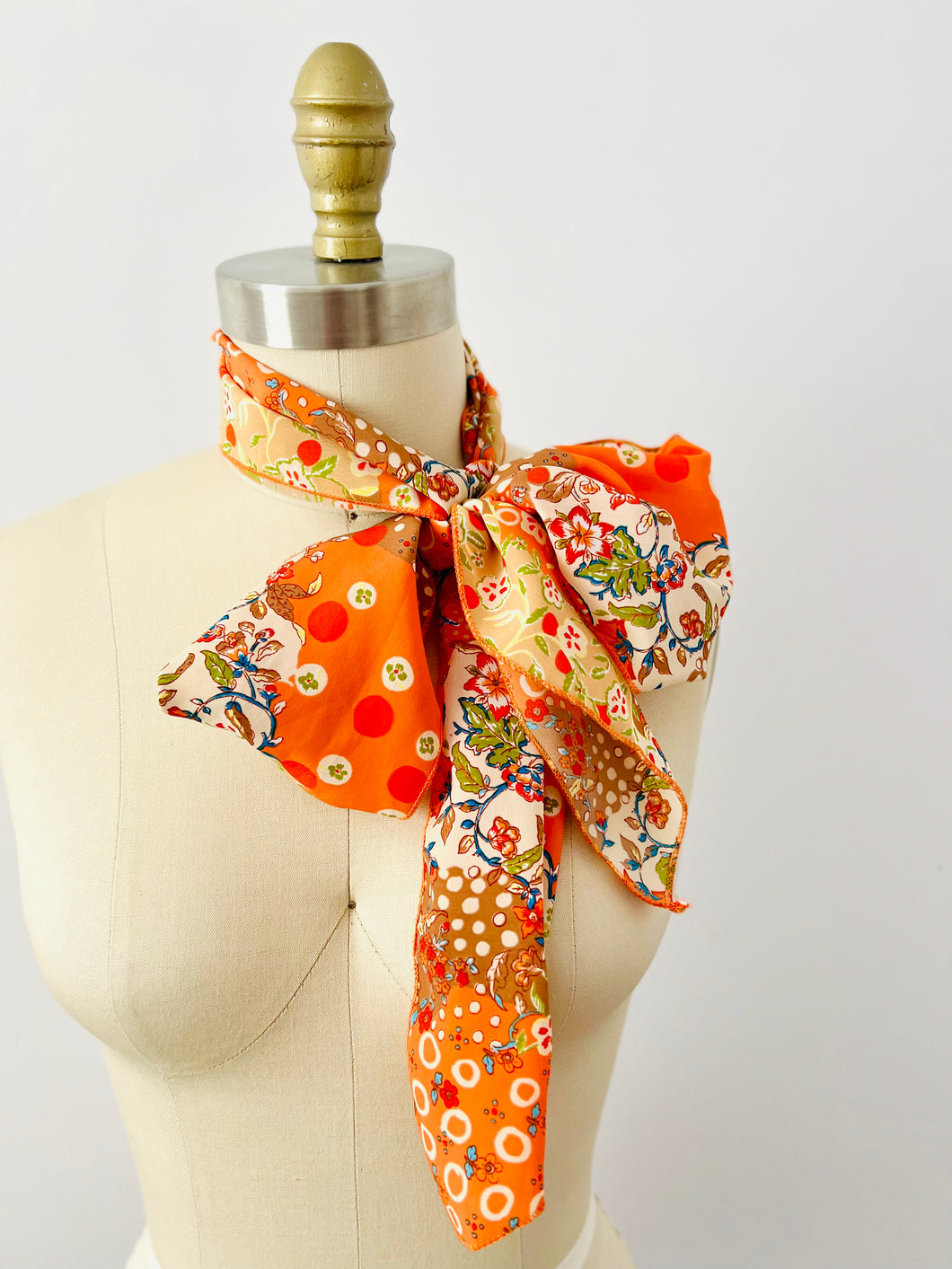 Vintage orange floral scarf