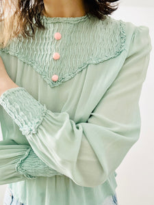 Vintage 1930s seafoam color silk blouse