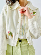 Load image into Gallery viewer, Vintage 1950s cardigan with floral appliqués
